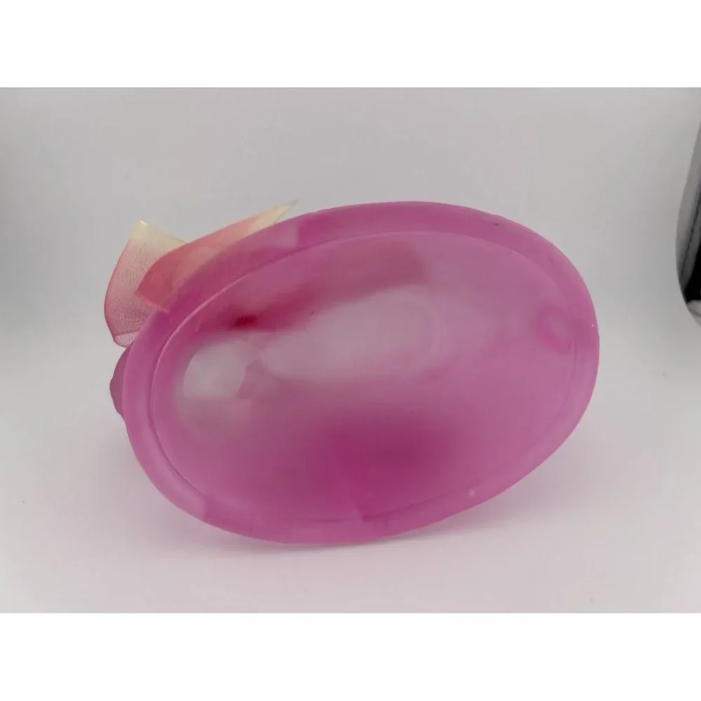 Pink Glass Easter Bunny Textured Decorative With Bow‎